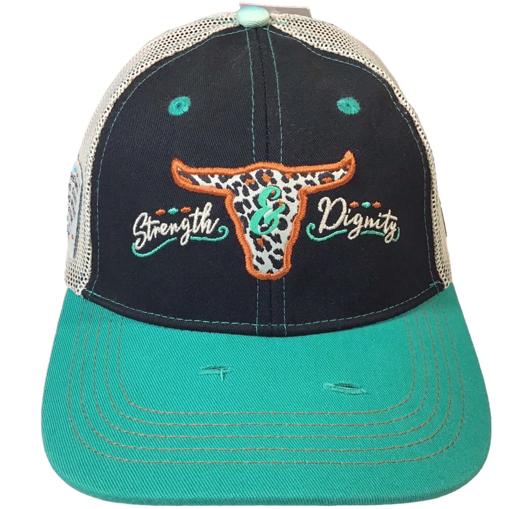 Cherished Girl Snapback Mesh Hat Womens Distressed Strength Dignity Prov…